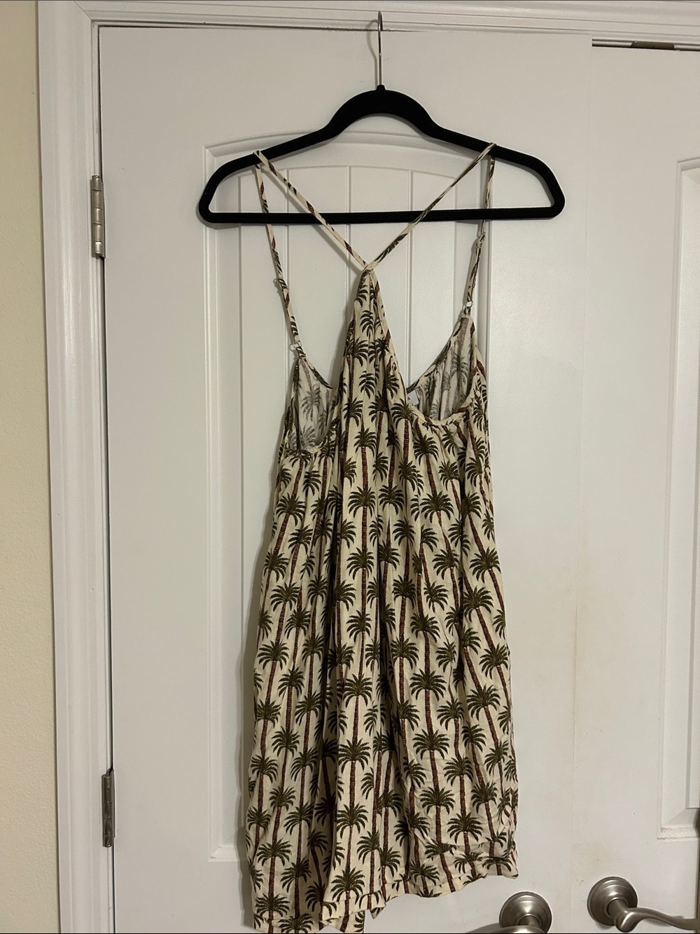 Agua Bendita x Target Cream Mini Dress with Olive Palm Print